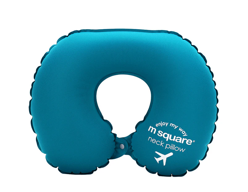 M Square Portable Lightweight Travel Inflatable Air Neck Pillow Navy Blue
