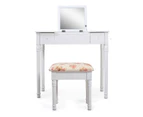Audrey Dressing Table With Mirror and Stool, White