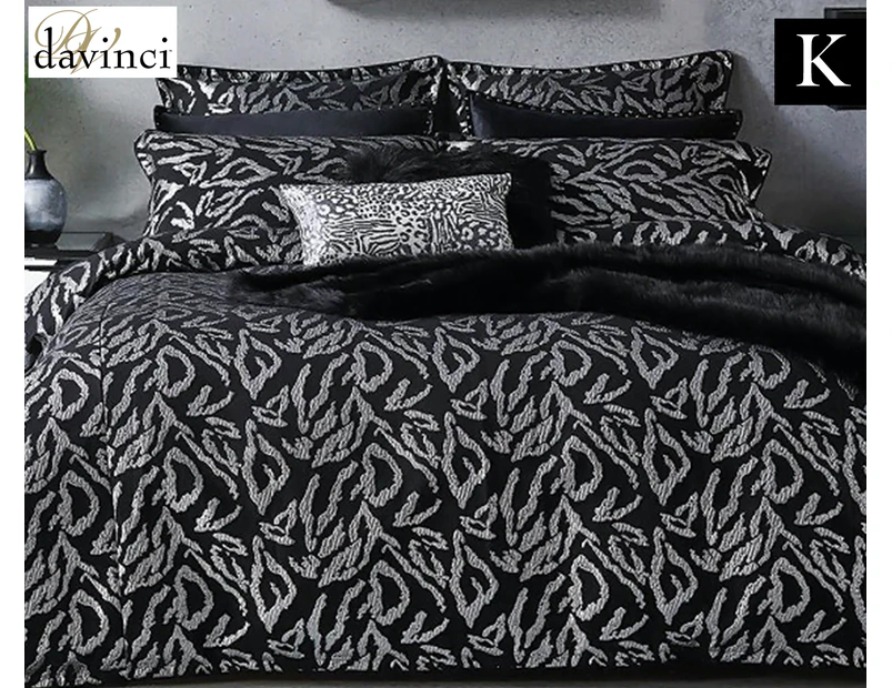 DaVinci Nico Sterling King Bed Quilt Cover Set - Black/Silver