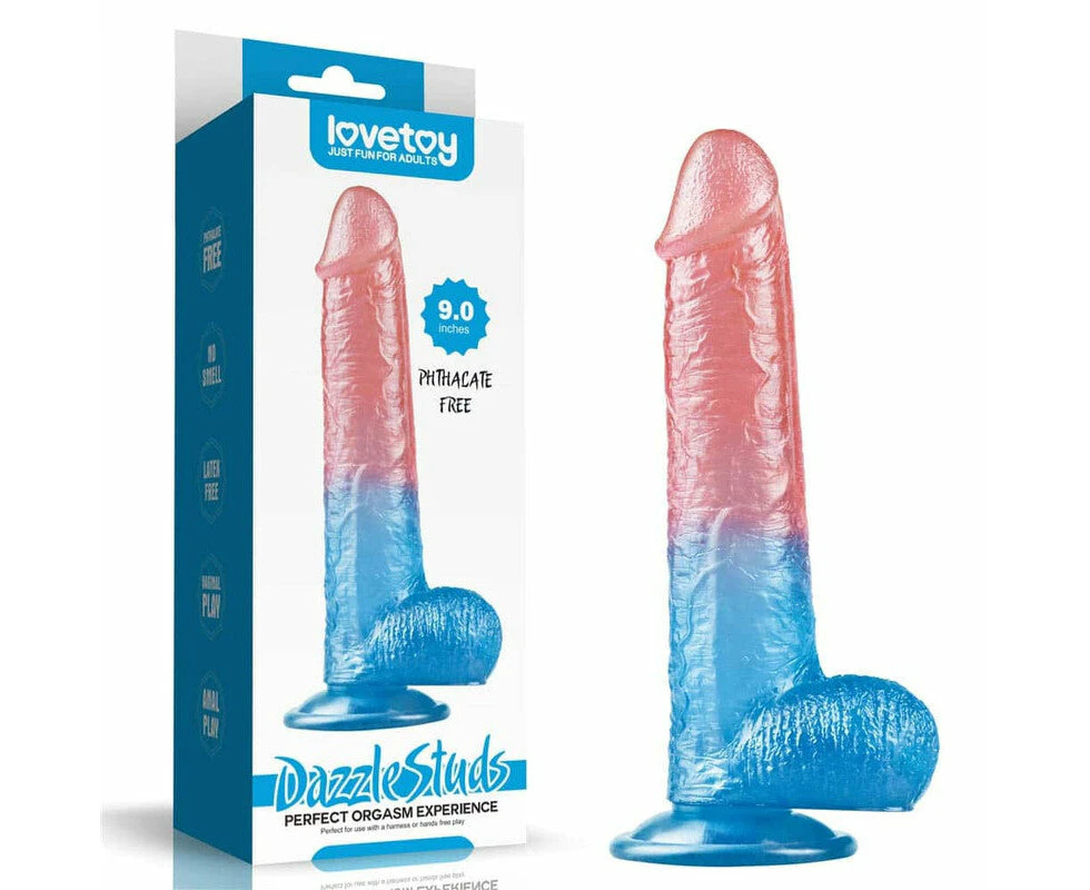 Lovetoy 9" Dazzle Studs Jelly Realistic Dildo