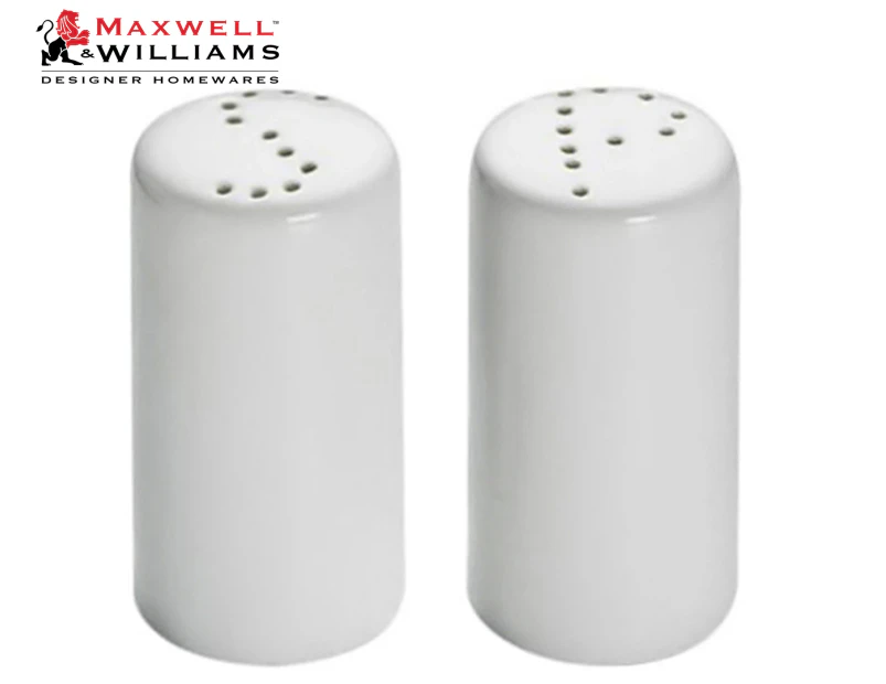 Maxwell & Williams White Basics Cylindrical Salt & Pepper Shakers - White