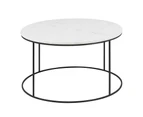 LUCIO Round Marble Coffee Table 80cm - White & Black