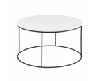 LUCIO Round Marble Coffee Table 80cm - White & Black