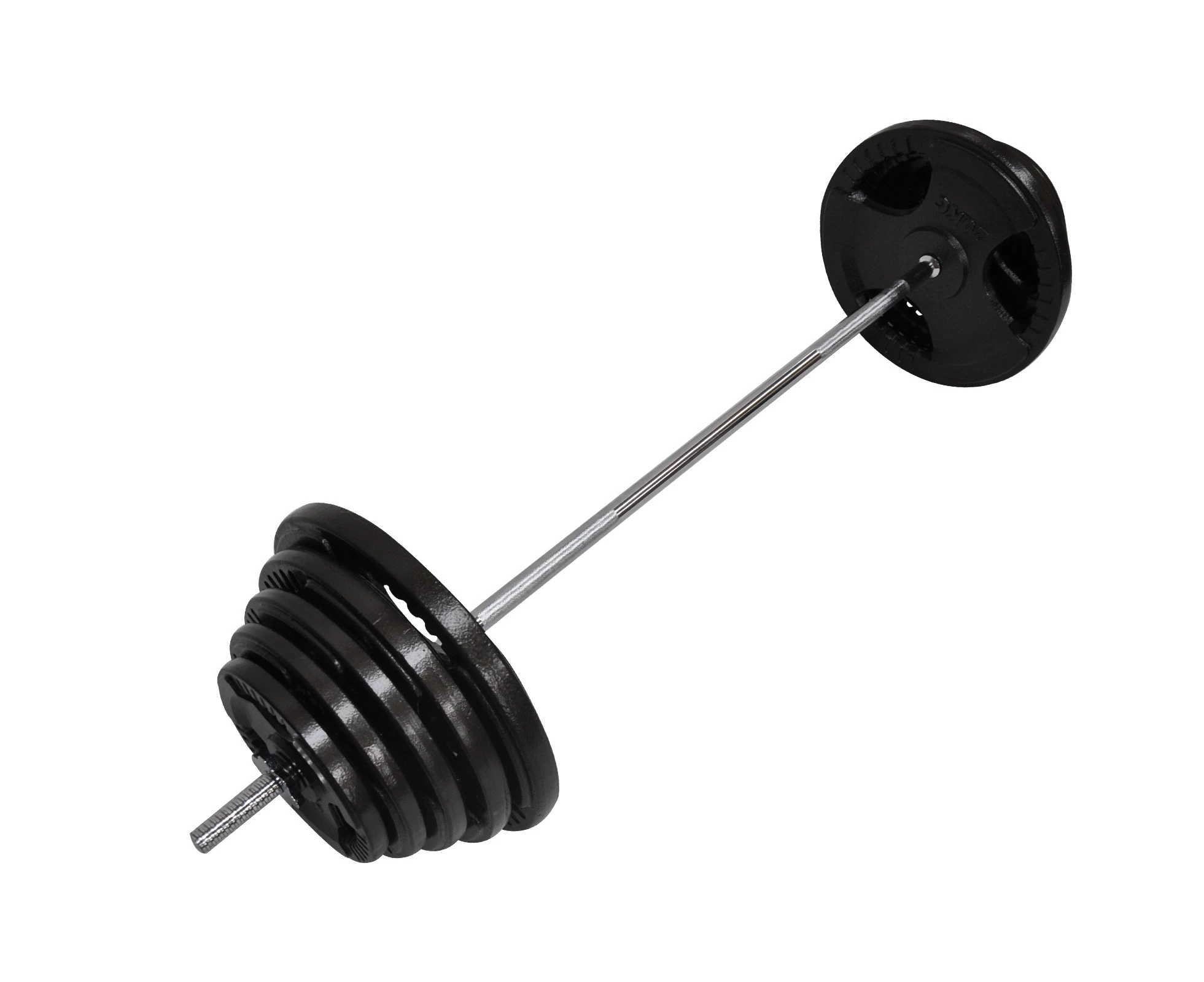 120kg Ez Grip Cast Iron Barbell Weight  - 150cm Bar + 115kg Iron Weight Plate