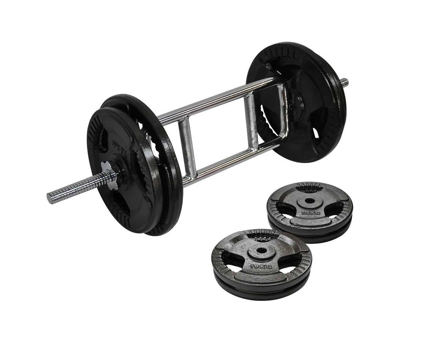 41kg Tricep Barbell Weight  - 35kg Ez Triple HandIe Irom Cast Weight Plates