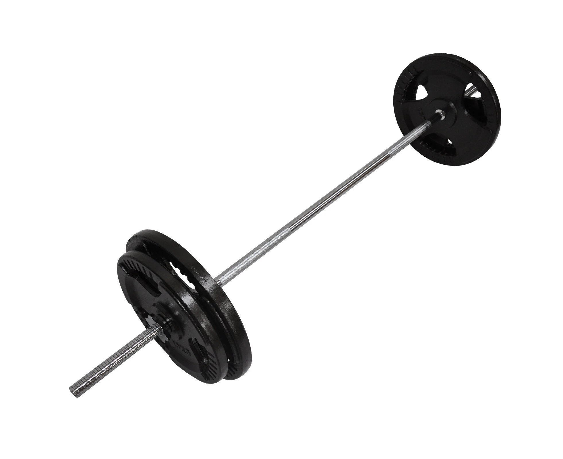 55kg Ez Grip Cast Iron Barbell Weight  - 150cm Bar + 50kg Iron Weight Plates