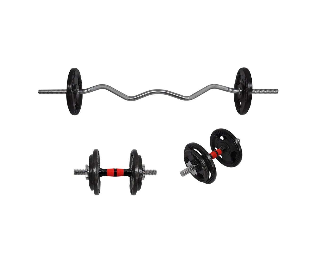 Total 33.5kg - 120cm Curl Bar Barbell Weight  + 36cm Dumbell Bar Weight