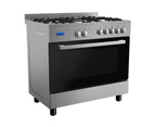 Domain Stainless Steel Fascia 9 Function Dual Fuel Freestanding Cooker - 900mm