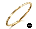 Boxed 3 pcs Tritone Gold Solid Golf Bangle 3mm Set - 65mm