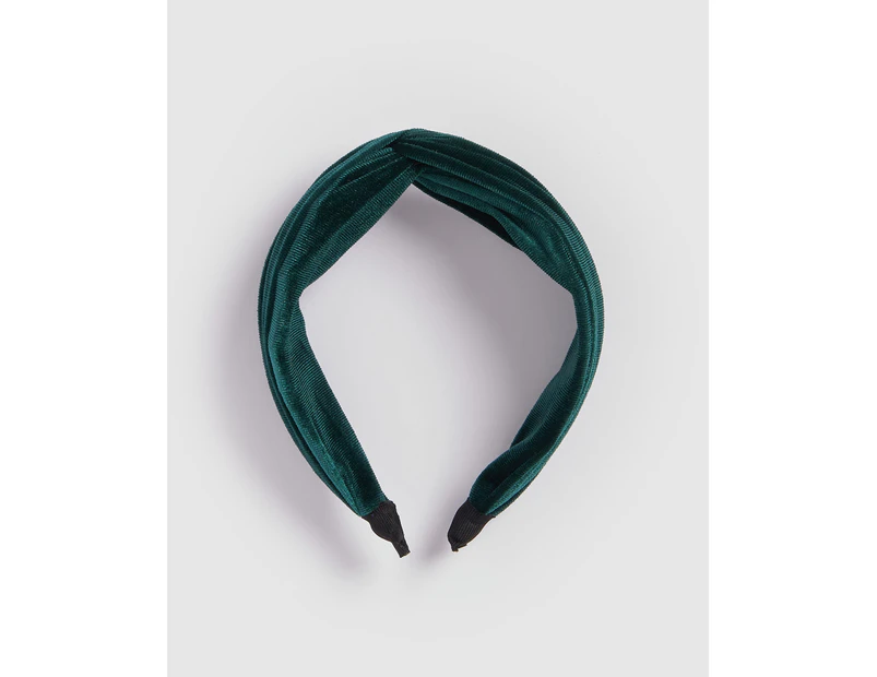 Izoa Melbourne Velvet Headband Green