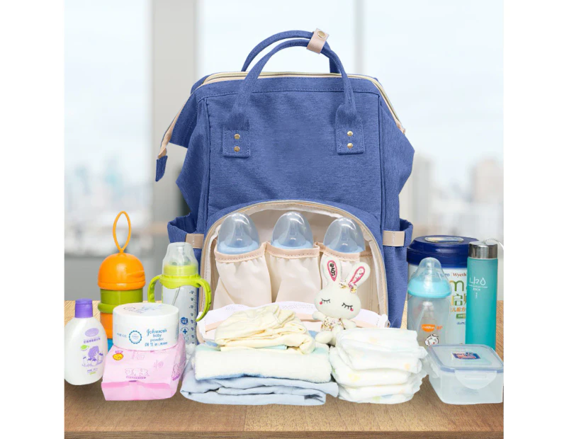 Waterproof Mummy Nappy Diaper Bag Baby Travel Changing Nursing Backpack Blue