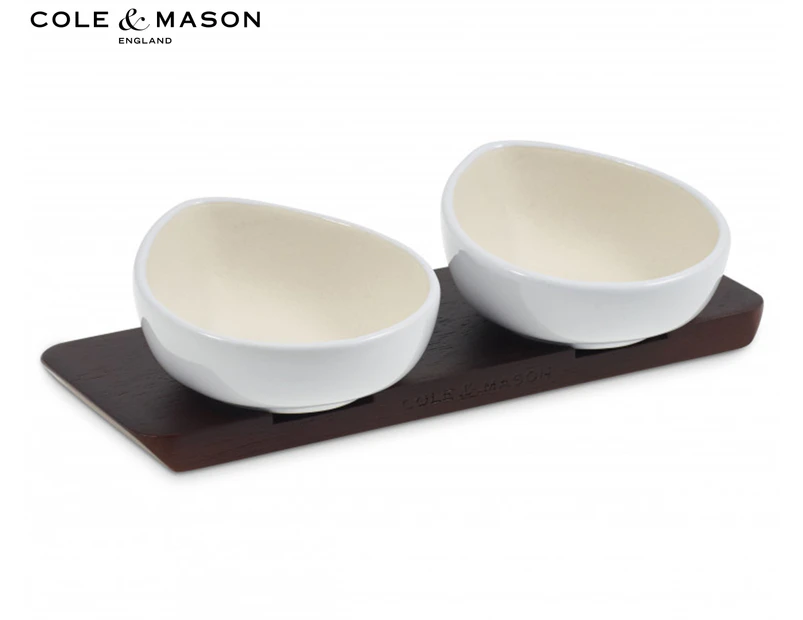 Cole & Mason 3-Piece Ceramic Pinch Pot Set - White/Dark Brown