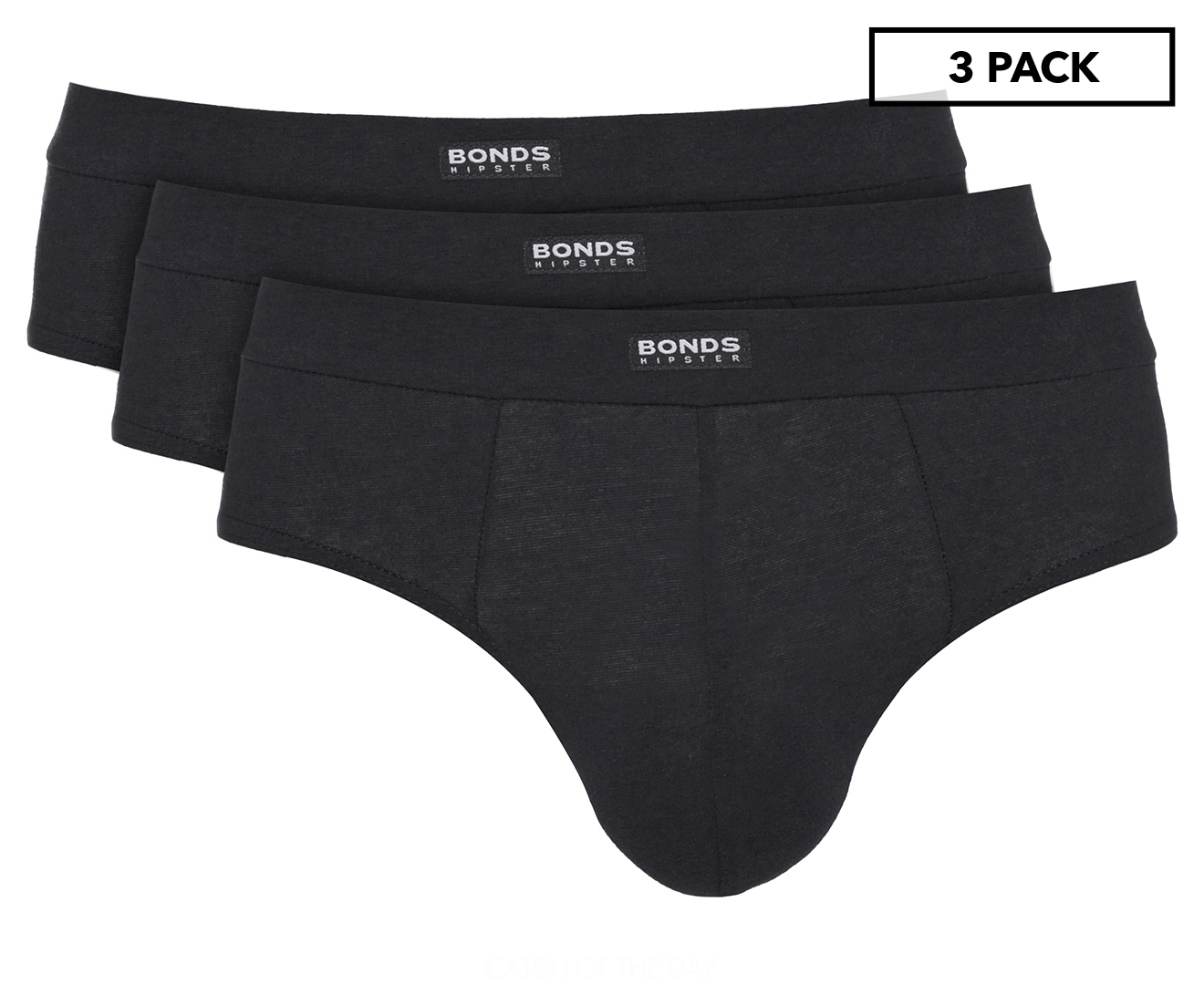 Bonds Men's Hipster Briefs 3-Pack - Black