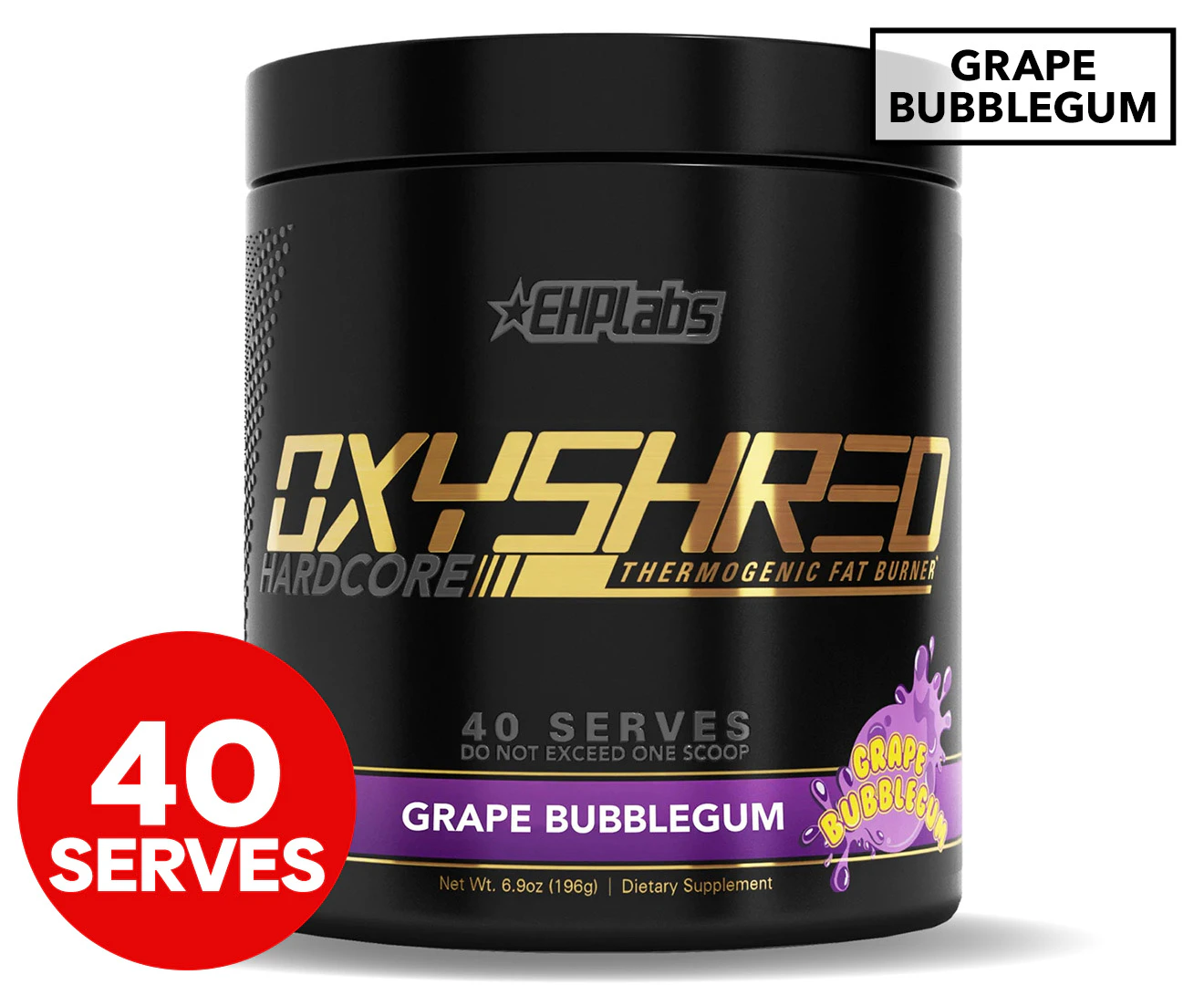 EHP Labs Oxyshred Hardcore Ultra Concentration Pre Workout Grape Bubblegum 196g