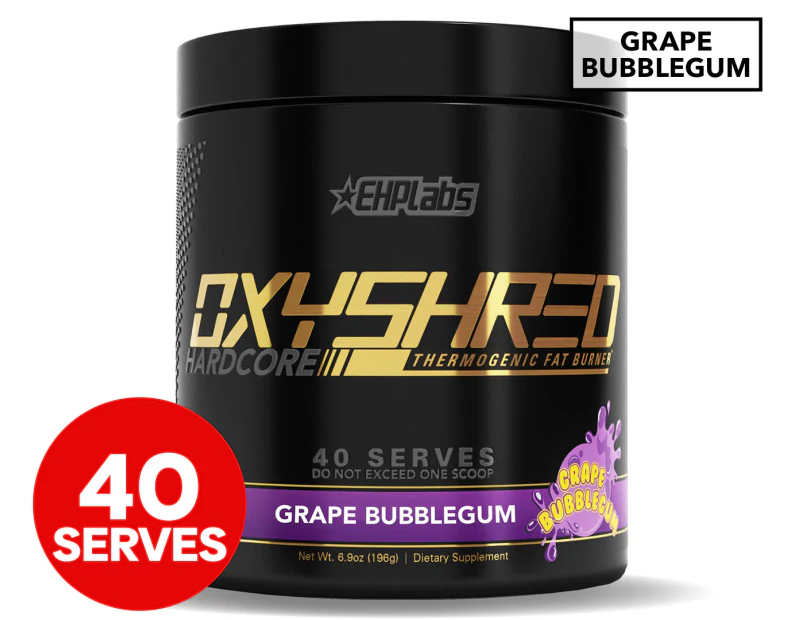 EHP Labs Oxyshred Hardcore Ultra Concentration Pre Workout Grape Bubblegum 196g
