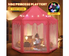 Kids Princess Castle Play Tent Hexagonal Play House Outdoor Indoor Playhouse Pink