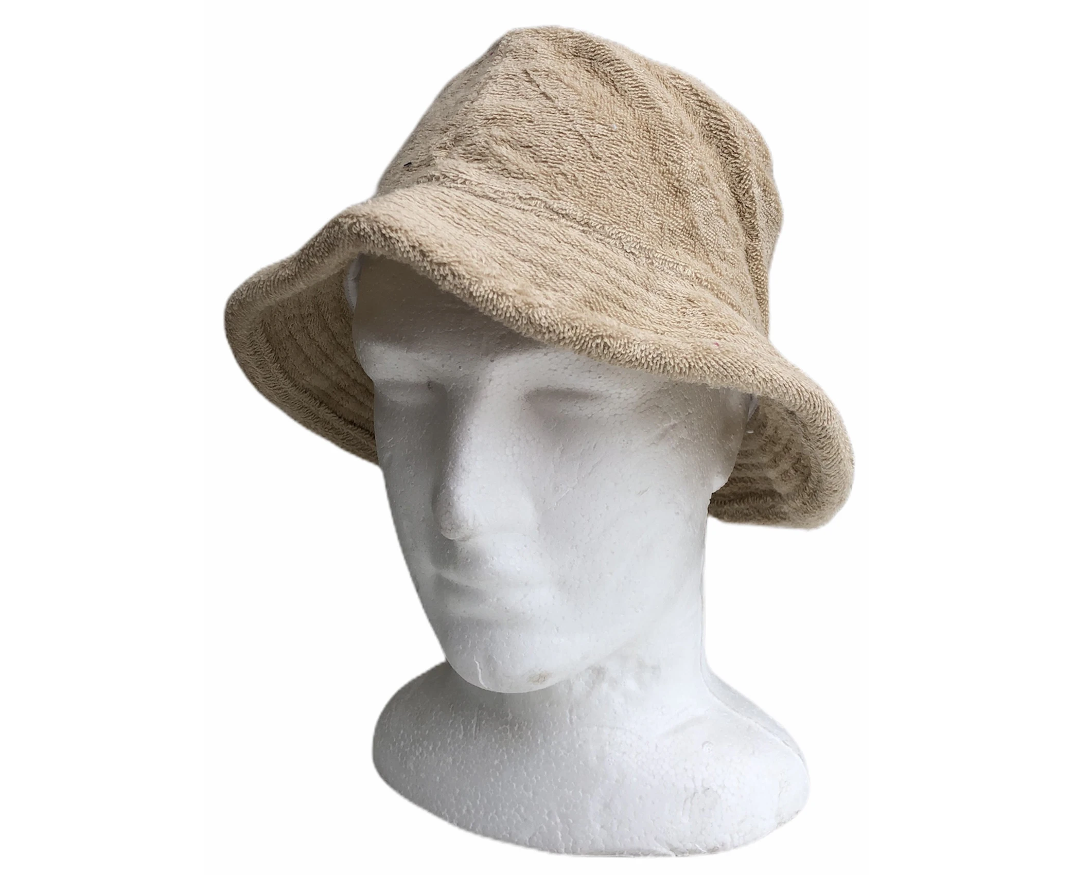 Stingy Brim Terry Towelling Bucket Hat Daggy Fishing Camping Lad Cap 100% Cotton - Beige