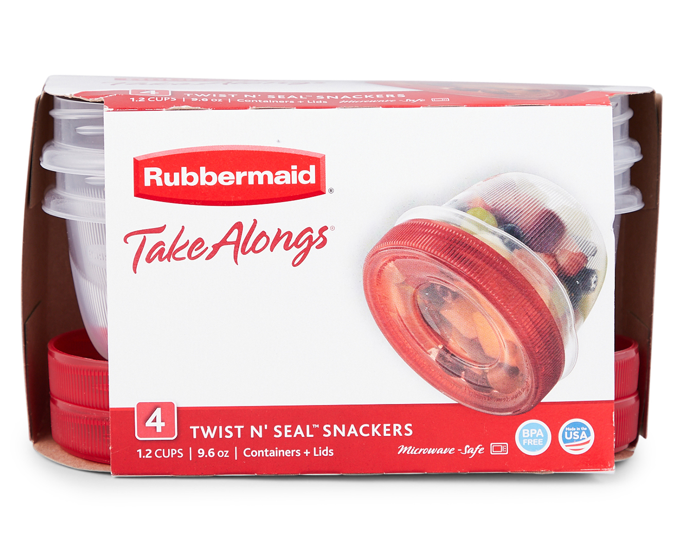 Rubbermaid Take Alongs Containers + Lids, Twist n' Seal Snackers, 1.2 Cups