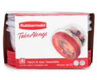 2 x Rubbermaid 284mL Take Alongs Twist N' Seal Snackers 4-Pack - Clear/Red