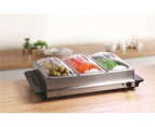 Food Warmer Buffet Electric Server Large Bain Marie Stainless Steel 2.5L x3 Tray