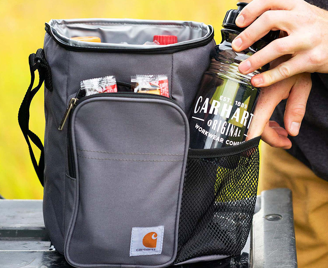 Carhartt Vertical Lunch Cooler Bag With Water Bottle - Grey | Catch.com.au