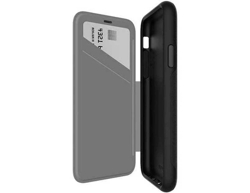 EFM Monaco D3O Leather Wallet Case for iPhone XS Max (Australian Stock) - Black/Space Grey