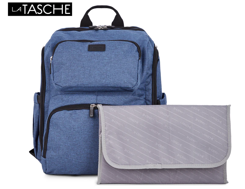 La Tasche Iconic Backpack Nappy Bag - Blue Denim/Black