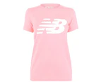 New Balance Womens Logo Graphic QT T Shirt Tee Top Ladies Lightweight - Pink
