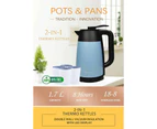 Pots and Pans 2 in 1 Electric Thermos Vacuum Insulated Kettle 1.7L - Stainless Steel