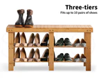 Bamboo Shoe Rack Stand Bench 3 Tier Cabinet Shoes Storage Shelf Organiser 88cm