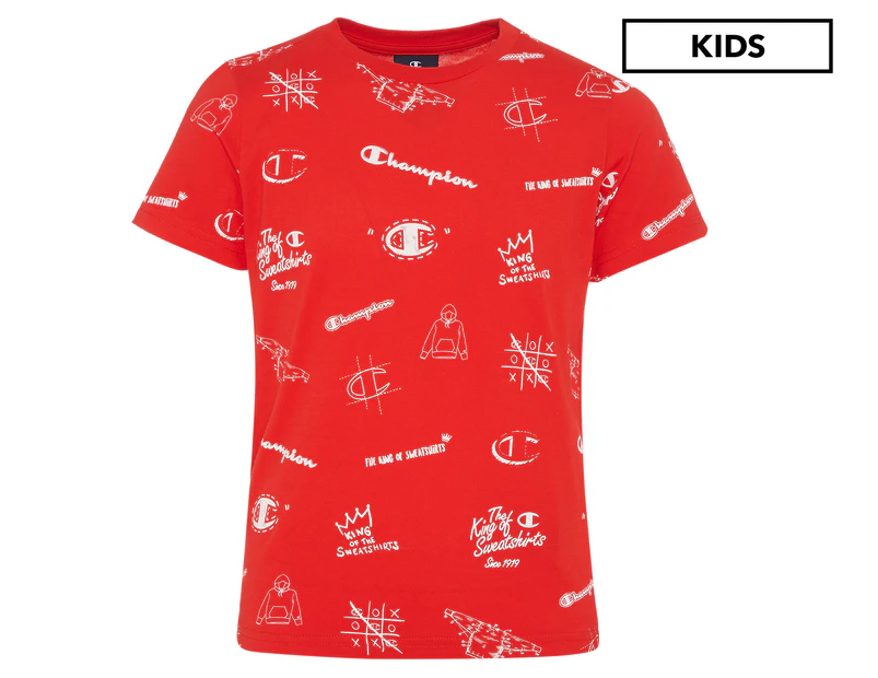Champion Boys' All Over Print Tee / T-Shirt / Tshirt - Red