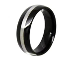 Tungsten 8mm Black Matte Line Ring