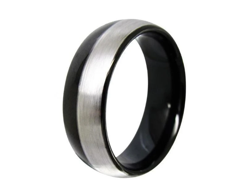 Tungsten Black and Silver Two Tone Matching Wedding Bands