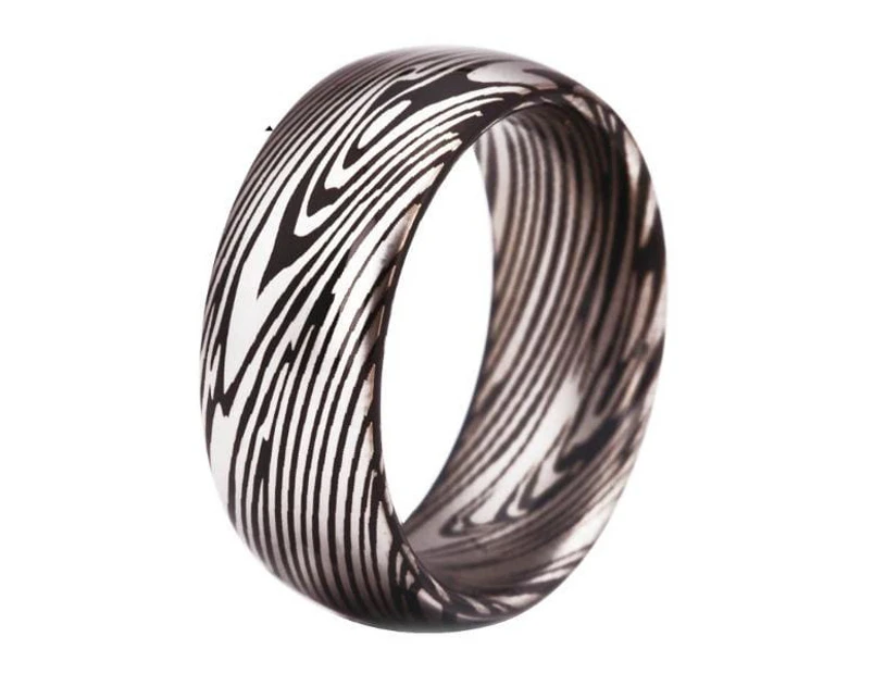 Tungsten Abstract Silver Mens Ring