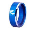 Tungsten Blue Wolf Head Ring