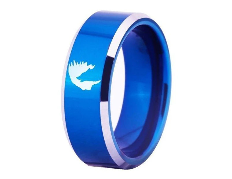 Tungsten Blue Wolf Head Ring