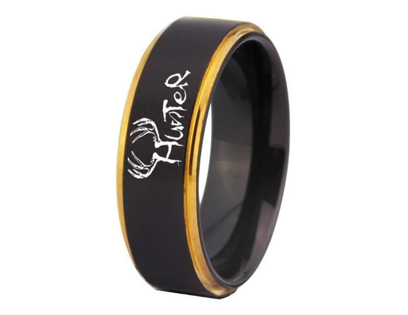 Tungsten Black and Gold Hunter Ring