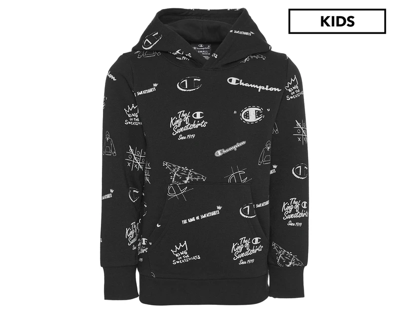 Champion all over hot sale print hoodie black