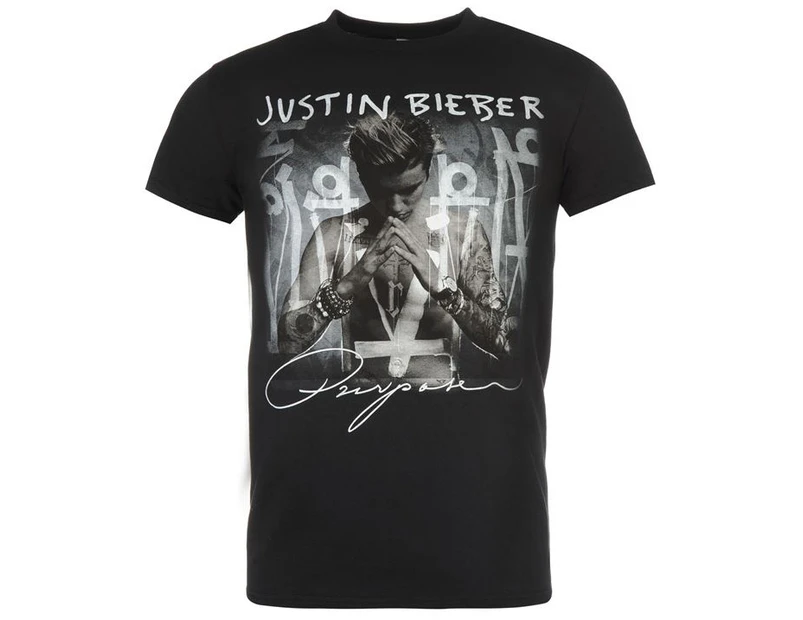 Official Mens Justin Bieber T Shirt Cotton Print Short Sleeve Crew Neck Tee