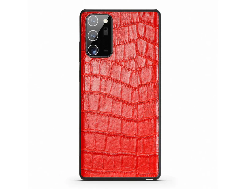 For Samsung Galaxy Note 20 Ultra Case Leather Crocodile Texture Cover Red