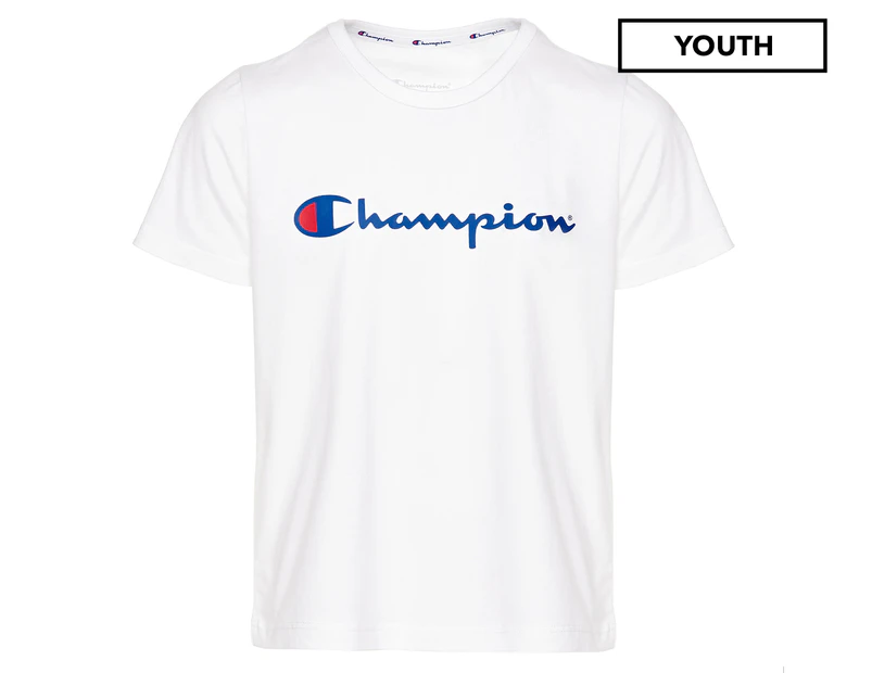 Champion Youth Boys' Script Tee / T-Shirt / Tshirt - White