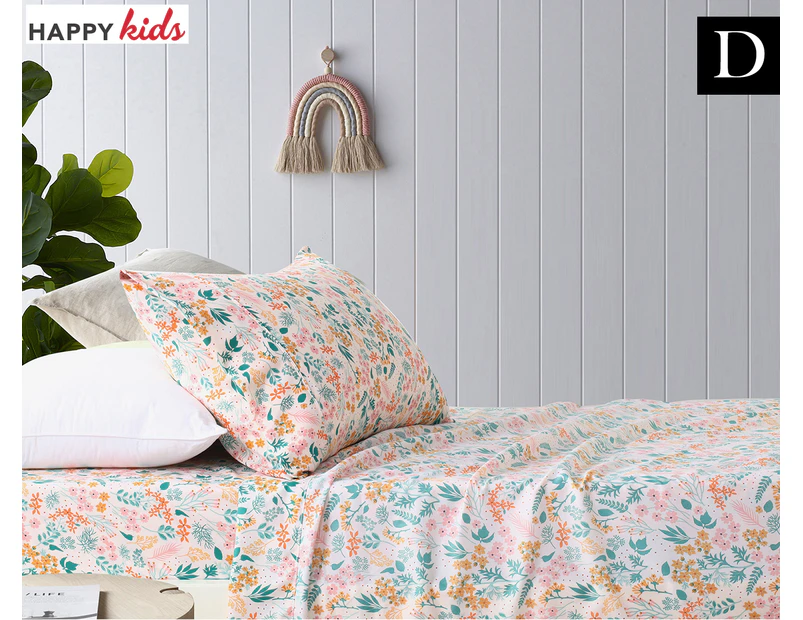 Happy Kids Floral Double Bed Microfibre Sheet Set - Multi
