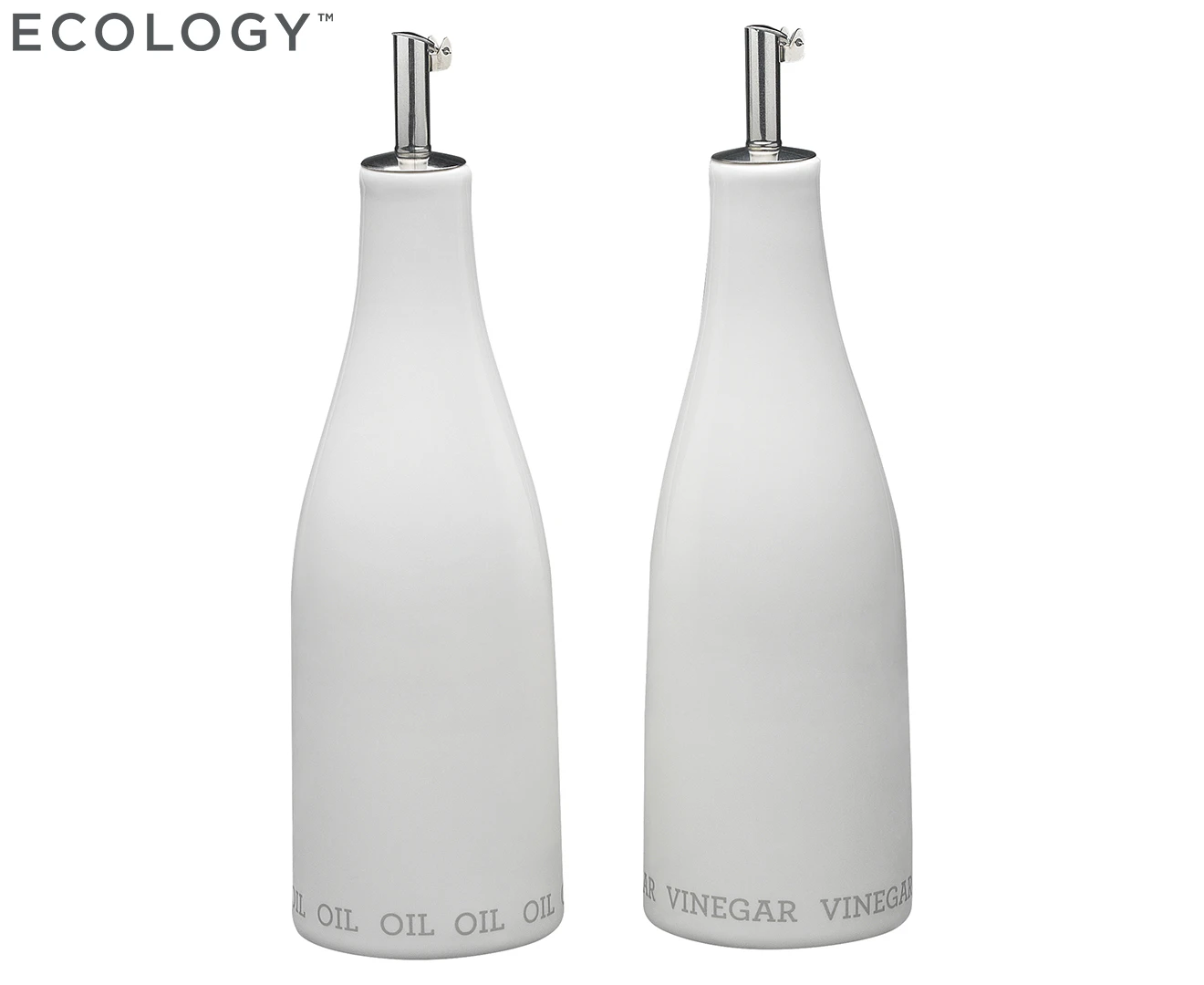 2pc Ecology Adobe 360ml/22cm Oil & Vinegar Container Porcelain Bottle Set White