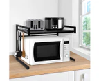 Microwave Oven Shelf Kitchen Organiser Storage Rack Holder Adjustable Black