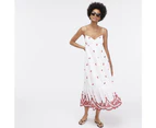 J.Crew Womens Embroidered Beach Maxi Dress In Cotton Voile White