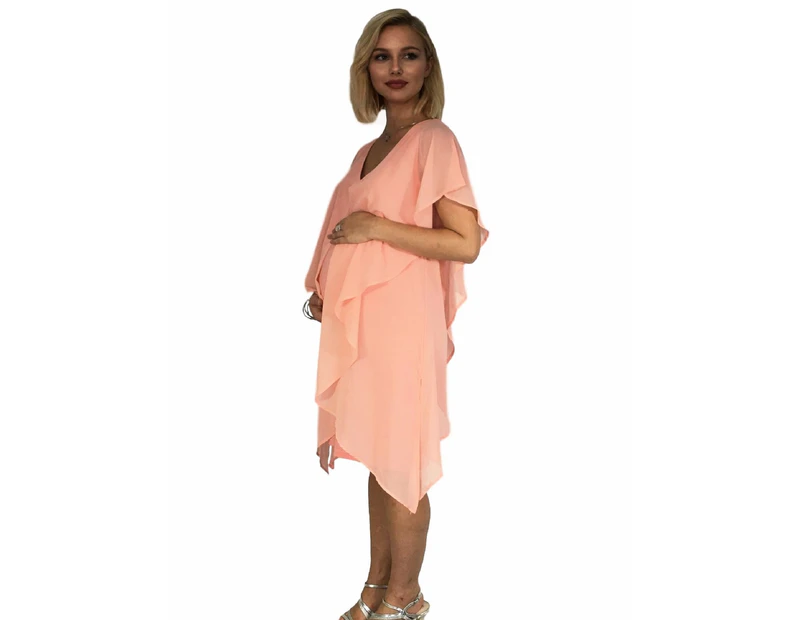 Teaberry Layered Evening Maternity Dress - Pale Pink