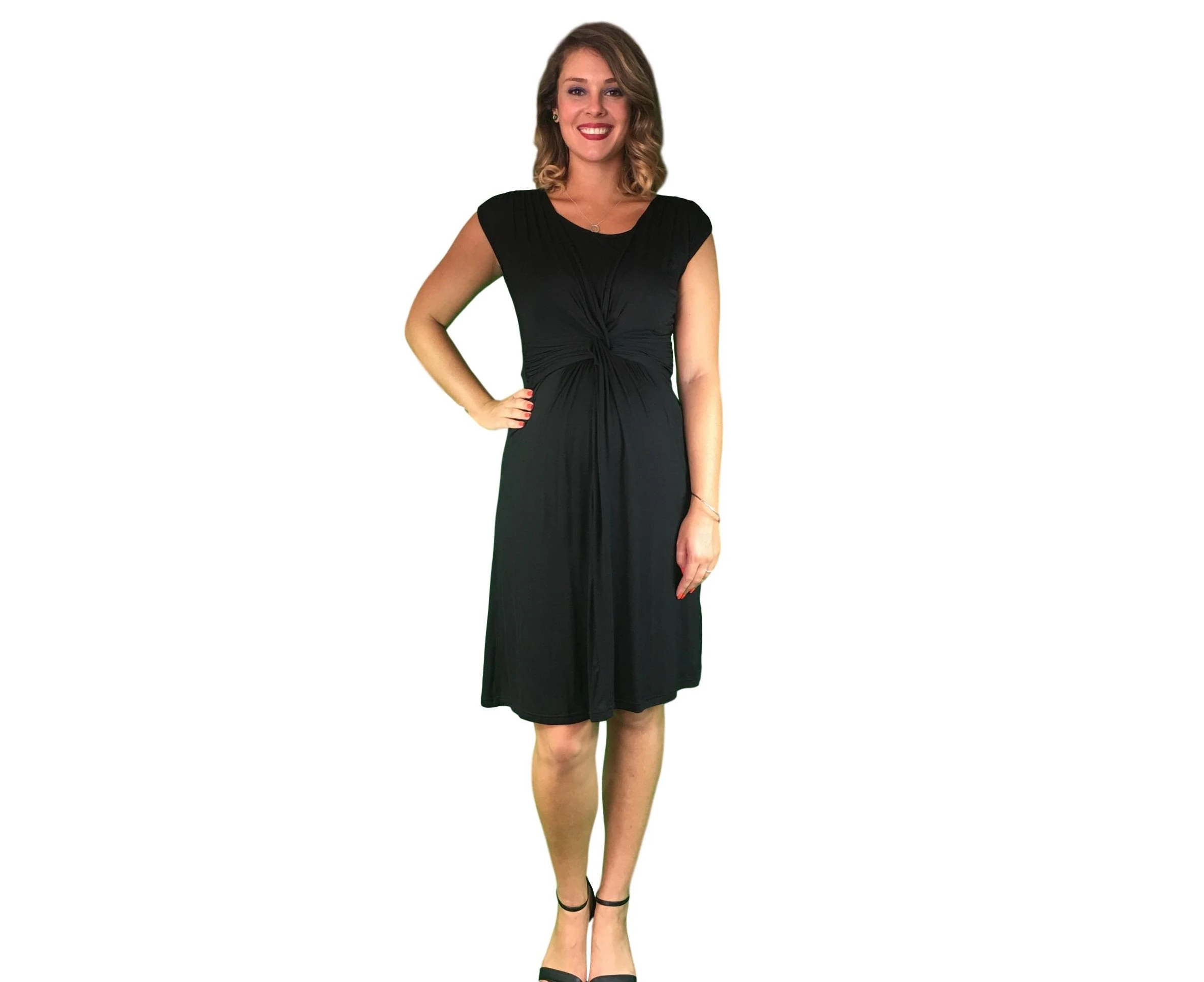 Lilly & Me' Cotton Crossover Maternity & Nursing Dress - Black