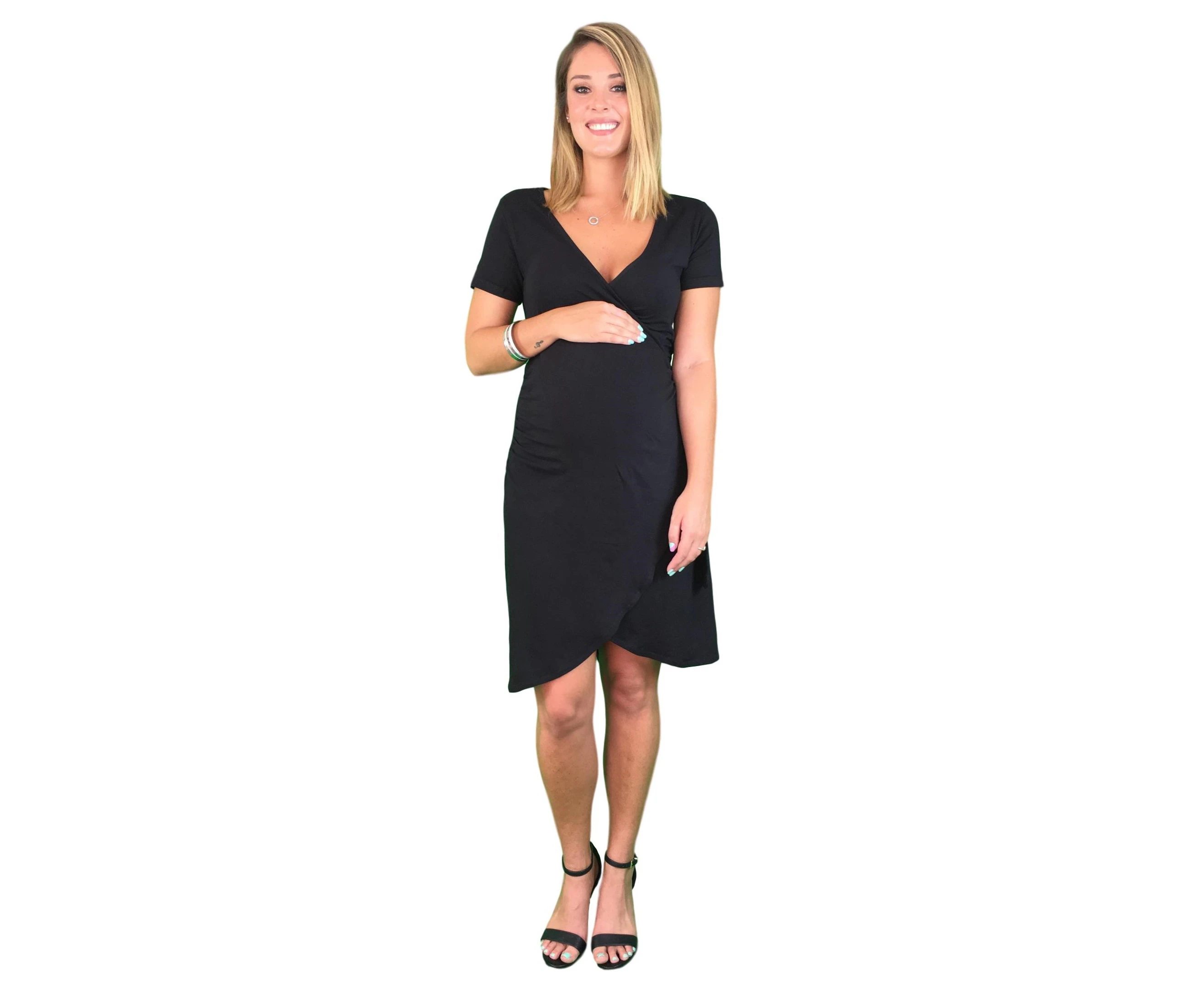 Lilly & Me' Cotton Maternity Wrap Dress - Black