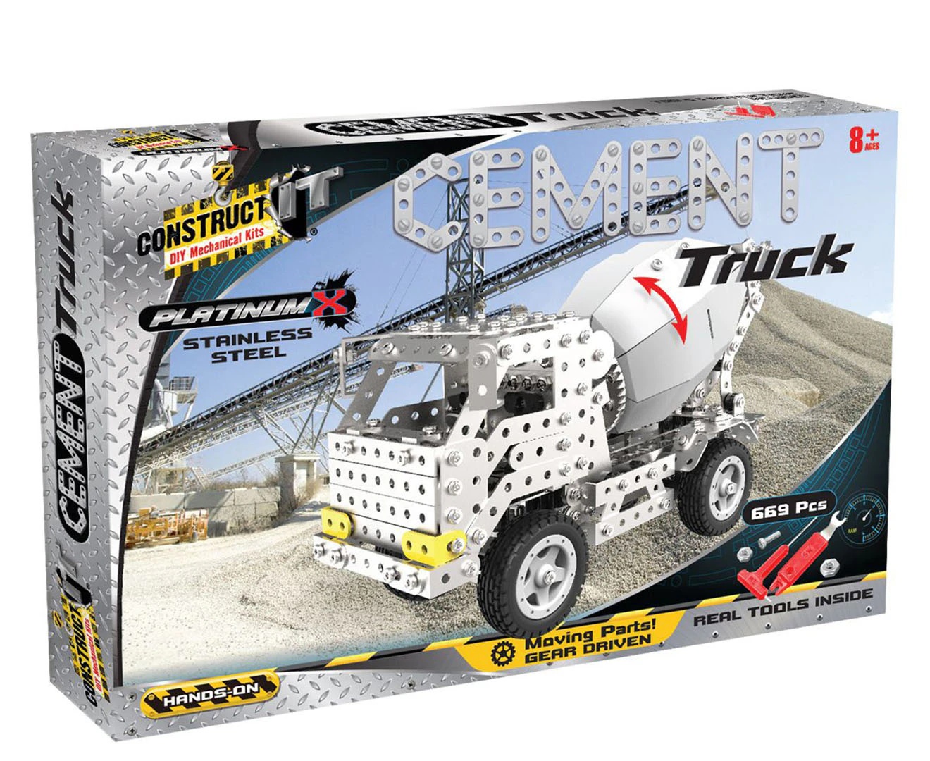 669pc Construct IT Platinum-X DIY Cement Truck Toy w/ Tools Build Kit Kids 8y+