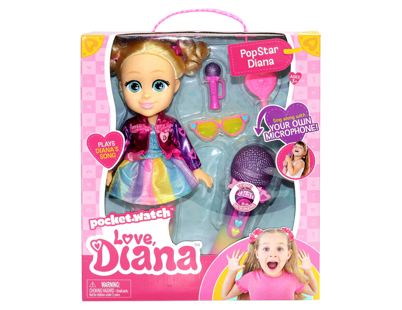Love, Diana Pocket Watch Sing Along Doll - Pop Star